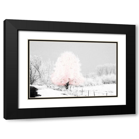 Pink Tree Black Modern Wood Framed Art Print with Double Matting by Pugh, Jennifer