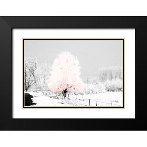 Pink Tree Black Modern Wood Framed Art Print with Double Matting by Pugh, Jennifer