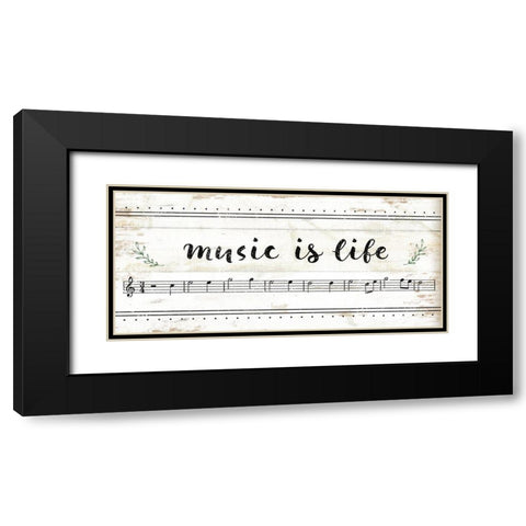 Music is Life Black Modern Wood Framed Art Print with Double Matting by Pugh, Jennifer
