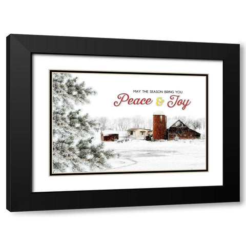 Peace and Joy Barn Black Modern Wood Framed Art Print with Double Matting by Pugh, Jennifer