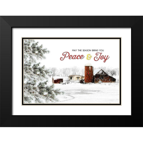 Peace and Joy Barn Black Modern Wood Framed Art Print with Double Matting by Pugh, Jennifer