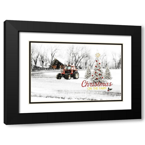Christmas on the Farm Black Modern Wood Framed Art Print with Double Matting by Pugh, Jennifer