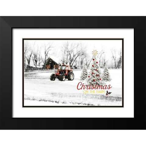 Christmas on the Farm Black Modern Wood Framed Art Print with Double Matting by Pugh, Jennifer