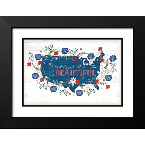 America the Beautiful Black Modern Wood Framed Art Print with Double Matting by Pugh, Jennifer