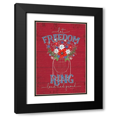 Let Freedom Ring Black Modern Wood Framed Art Print with Double Matting by Pugh, Jennifer