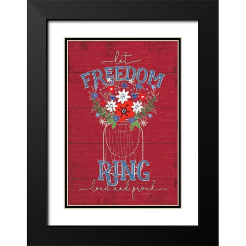 Let Freedom Ring Black Modern Wood Framed Art Print with Double Matting by Pugh, Jennifer