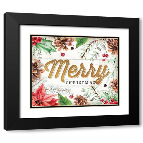 Merry Black Modern Wood Framed Art Print with Double Matting by Pugh, Jennifer