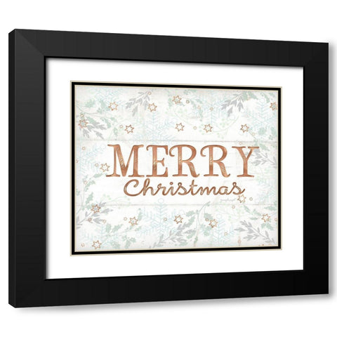 Merry Christmas Black Modern Wood Framed Art Print with Double Matting by Pugh, Jennifer