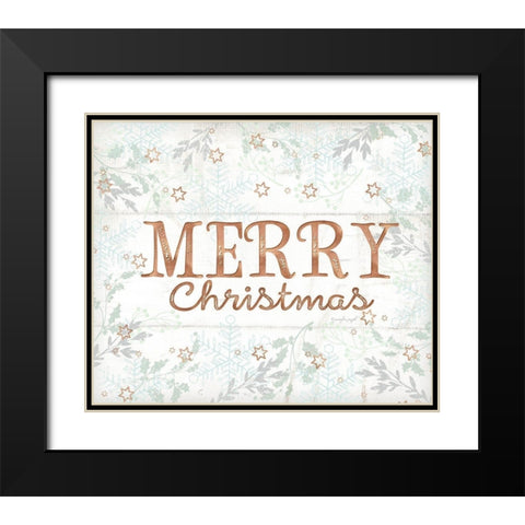 Merry Christmas Black Modern Wood Framed Art Print with Double Matting by Pugh, Jennifer