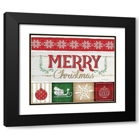 Merry Christmas Black Modern Wood Framed Art Print with Double Matting by Pugh, Jennifer