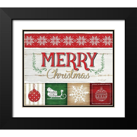 Merry Christmas Black Modern Wood Framed Art Print with Double Matting by Pugh, Jennifer