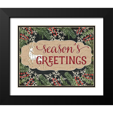 Seasons Greetings Black Modern Wood Framed Art Print with Double Matting by Pugh, Jennifer