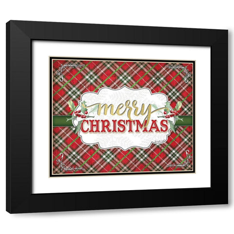 Merry Christmas Black Modern Wood Framed Art Print with Double Matting by Pugh, Jennifer