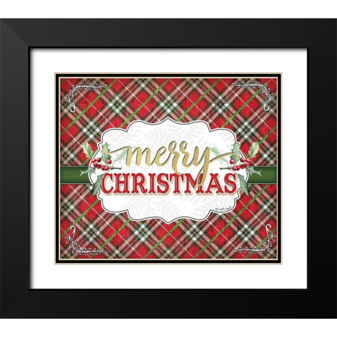 Merry Christmas Black Modern Wood Framed Art Print with Double Matting by Pugh, Jennifer