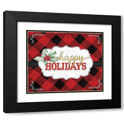 Happy Holidays Black Modern Wood Framed Art Print with Double Matting by Pugh, Jennifer