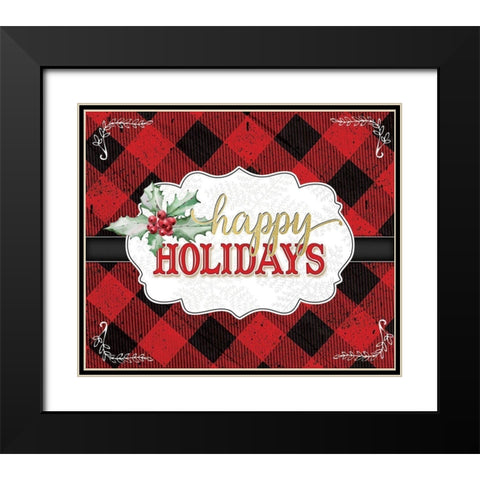 Happy Holidays Black Modern Wood Framed Art Print with Double Matting by Pugh, Jennifer