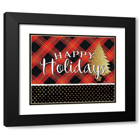 Happy Holidays Black Modern Wood Framed Art Print with Double Matting by Pugh, Jennifer