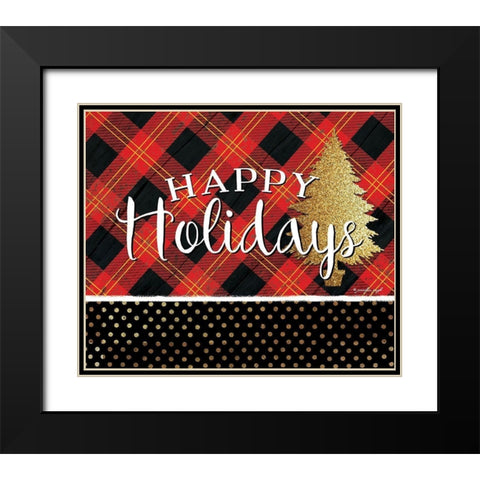 Happy Holidays Black Modern Wood Framed Art Print with Double Matting by Pugh, Jennifer