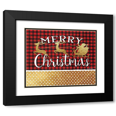 Merry Christmas Black Modern Wood Framed Art Print with Double Matting by Pugh, Jennifer