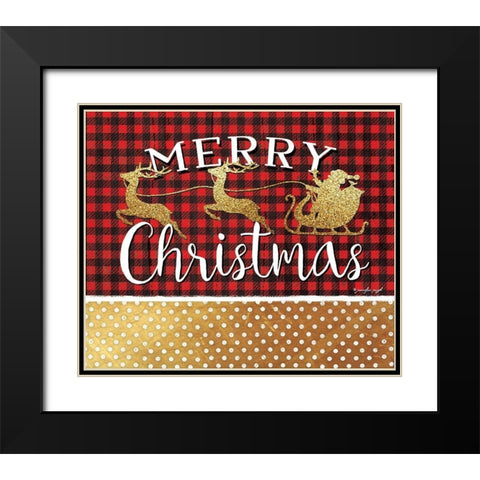 Merry Christmas Black Modern Wood Framed Art Print with Double Matting by Pugh, Jennifer