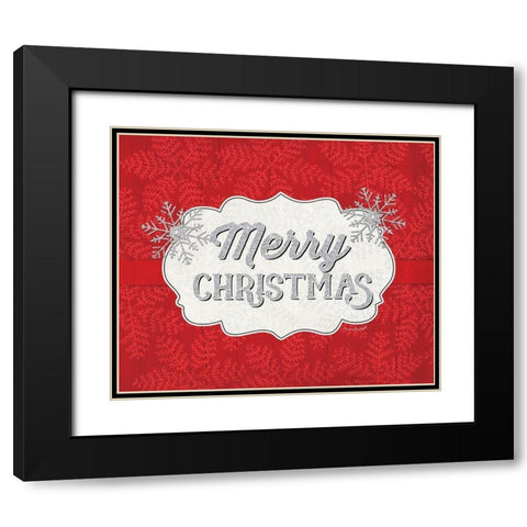 Merry Christmas Black Modern Wood Framed Art Print with Double Matting by Pugh, Jennifer