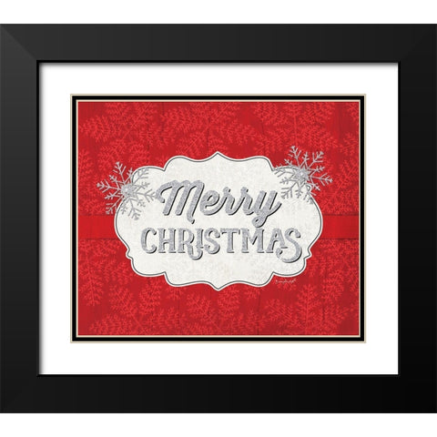 Merry Christmas Black Modern Wood Framed Art Print with Double Matting by Pugh, Jennifer