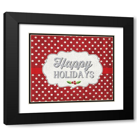 Happy Holidays Black Modern Wood Framed Art Print with Double Matting by Pugh, Jennifer