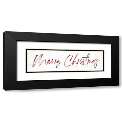 Merry Christmas - Red Black Modern Wood Framed Art Print with Double Matting by Pugh, Jennifer