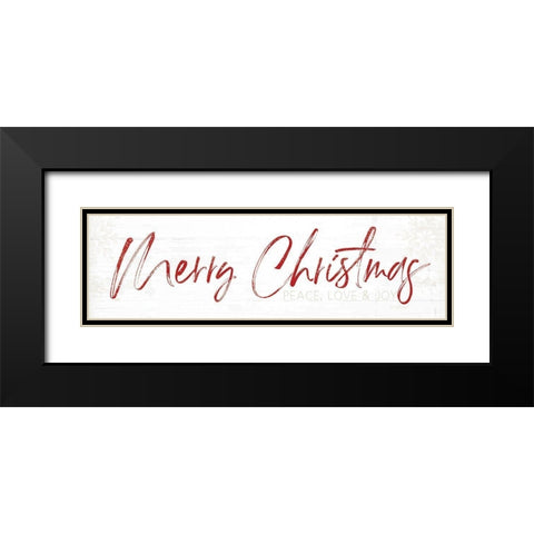 Merry Christmas - Red Black Modern Wood Framed Art Print with Double Matting by Pugh, Jennifer