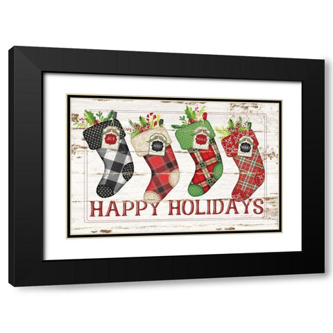 Happy Stockings Black Modern Wood Framed Art Print with Double Matting by Pugh, Jennifer