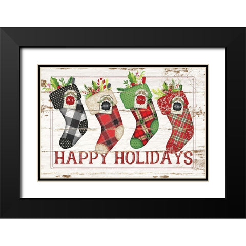 Happy Stockings Black Modern Wood Framed Art Print with Double Matting by Pugh, Jennifer