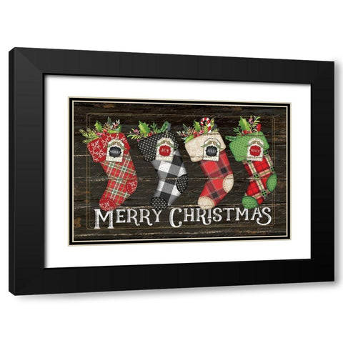Merry Stockings Black Modern Wood Framed Art Print with Double Matting by Pugh, Jennifer