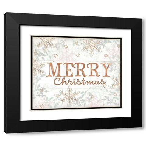 Merry Christmas Black Modern Wood Framed Art Print with Double Matting by Pugh, Jennifer