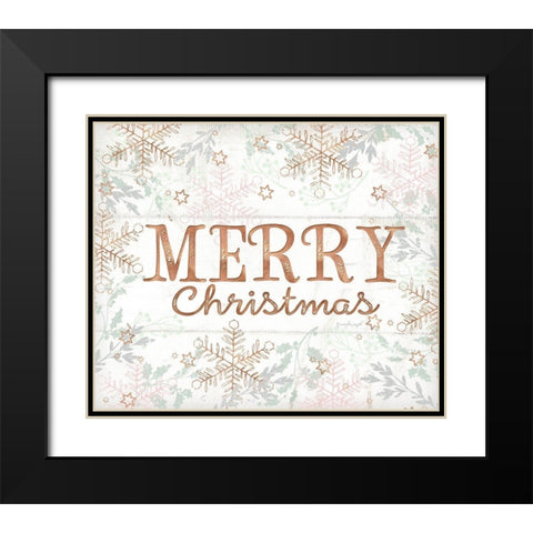 Merry Christmas Black Modern Wood Framed Art Print with Double Matting by Pugh, Jennifer