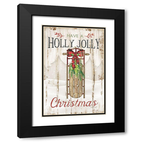 Holly Jolly Black Modern Wood Framed Art Print with Double Matting by Pugh, Jennifer