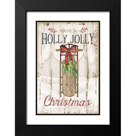 Holly Jolly Black Modern Wood Framed Art Print with Double Matting by Pugh, Jennifer