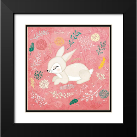 Woodland Bunny Black Modern Wood Framed Art Print with Double Matting by Pugh, Jennifer