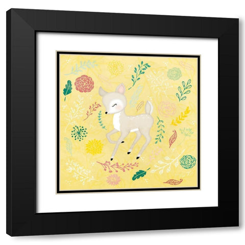 Woodland Deer Black Modern Wood Framed Art Print with Double Matting by Pugh, Jennifer