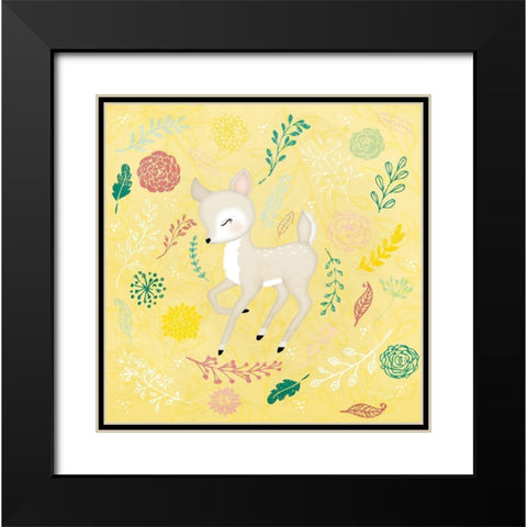 Woodland Deer Black Modern Wood Framed Art Print with Double Matting by Pugh, Jennifer