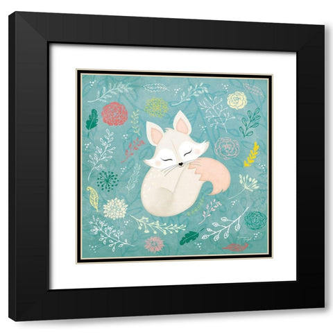 Woodland Fox Black Modern Wood Framed Art Print with Double Matting by Pugh, Jennifer