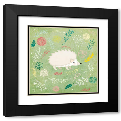 Woodland Hedgehog Black Modern Wood Framed Art Print with Double Matting by Pugh, Jennifer