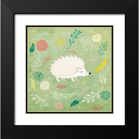 Woodland Hedgehog Black Modern Wood Framed Art Print with Double Matting by Pugh, Jennifer