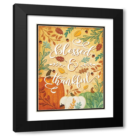 Blessed and Thankful Black Modern Wood Framed Art Print with Double Matting by Pugh, Jennifer