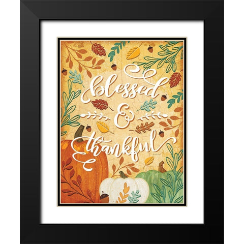 Blessed and Thankful Black Modern Wood Framed Art Print with Double Matting by Pugh, Jennifer