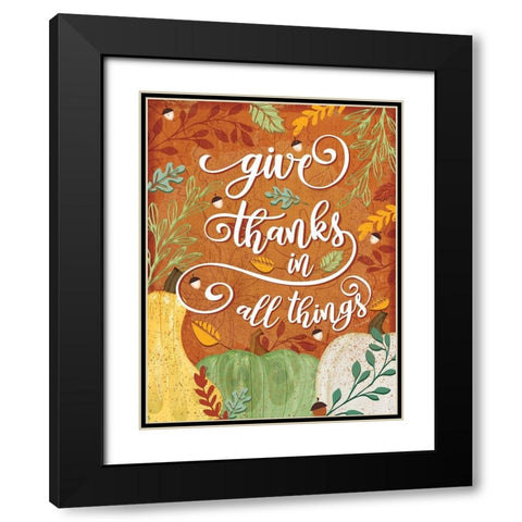 Give Thanks Black Modern Wood Framed Art Print with Double Matting by Pugh, Jennifer