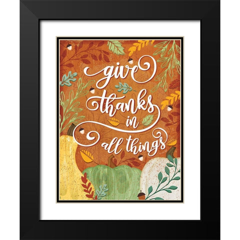 Give Thanks Black Modern Wood Framed Art Print with Double Matting by Pugh, Jennifer