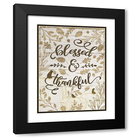 Blessed and Thankful Black Modern Wood Framed Art Print with Double Matting by Pugh, Jennifer
