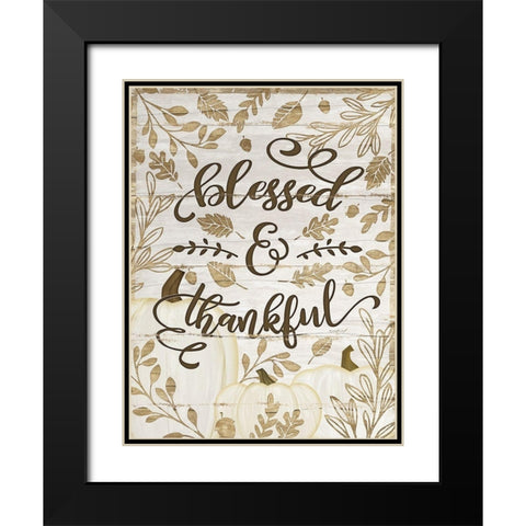 Blessed and Thankful Black Modern Wood Framed Art Print with Double Matting by Pugh, Jennifer