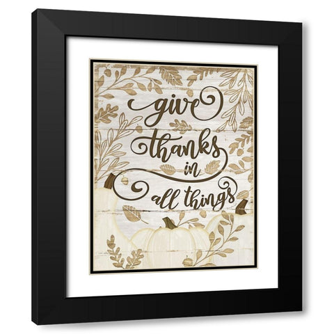 Give Thanks Black Modern Wood Framed Art Print with Double Matting by Pugh, Jennifer