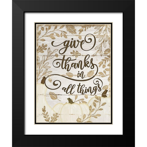 Give Thanks Black Modern Wood Framed Art Print with Double Matting by Pugh, Jennifer